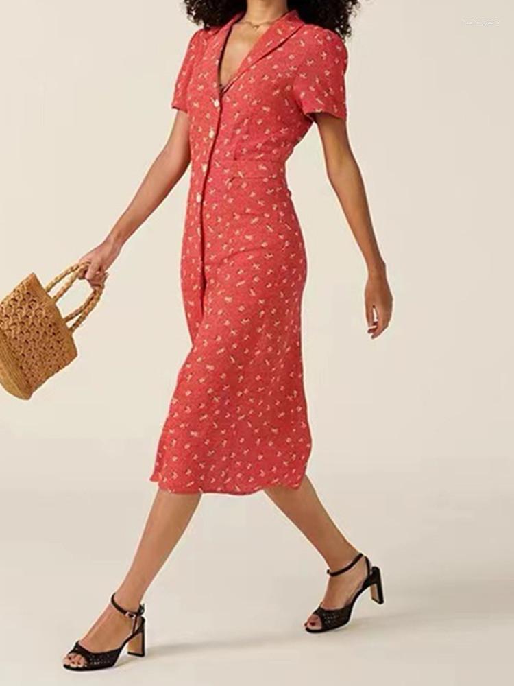 Casual Dresses Women Viscose Notched Floral Midi Dress Short Sleeve Ladies Single Breasted Slim Long Robe For Holiday, Red
Casual Dresses Women Viscose Notched Floral Midi Dress Short Sleeve Ladies Single Breasted Slim Long Robe For Holiday, Red