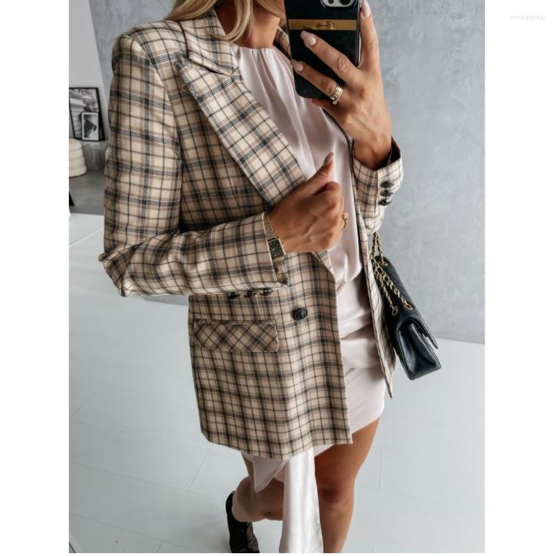 Women's Jackets Women Notched Collar Blazer Plaid Office Lady Autumn Jacket Double Breasted Outwear 2022 Casual Pocket Female Suits Coat, Black
Women's Jackets Women Notched Collar Blazer Plaid Office Lady Autumn Jacket Double Breasted Outwear 2022 Casual Pocket Female Suits Coat, Black