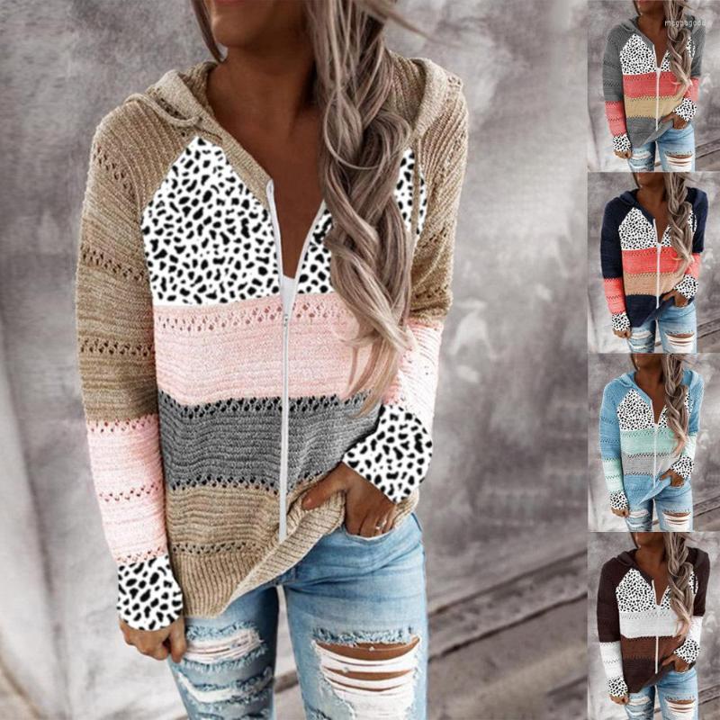 Women' Knits Autumn Winter Leopard Patchwork Sweater Women Zipper Hollow Out Knitted Hooded Fashion Striped Long Sleeve Tops Pullover
Women' Knits Autumn Winter Leopard Patchwork Sweater Women Zipper Hollow Out Knitted Hooded Fashion Striped Long Sleeve Tops Pullover