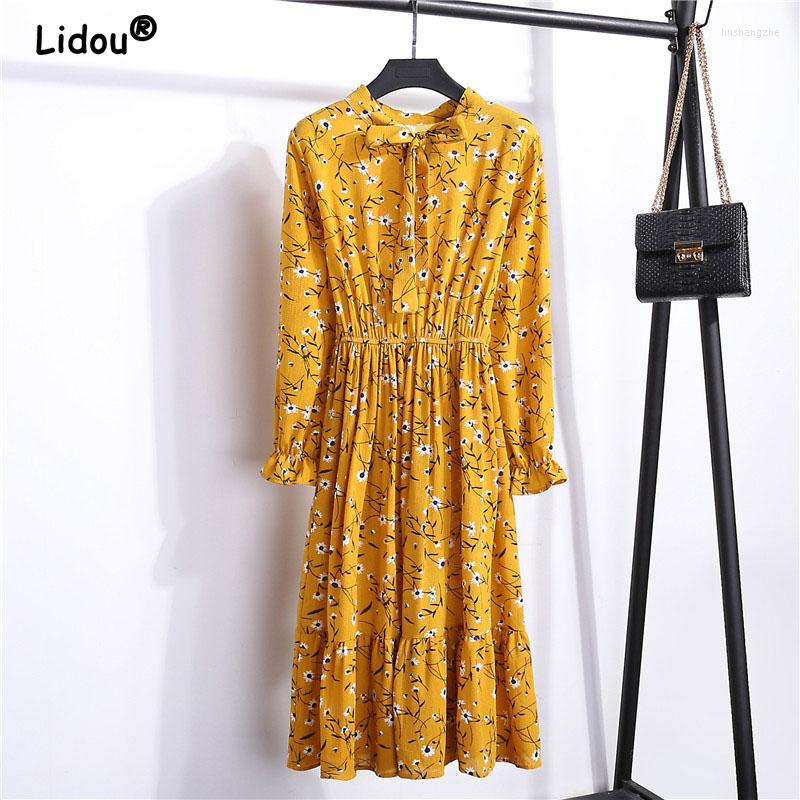 Casual Dresses Summer Autumn 2022 Round Neck Bow Long Sleeve Floral For Midi Dress Women Elegant Fashion Korean Chic A-line Vestido, Black
Casual Dresses Summer Autumn 2022 Round Neck Bow Long Sleeve Floral For Midi Dress Women Elegant Fashion Korean Chic A-line Vestido, Black