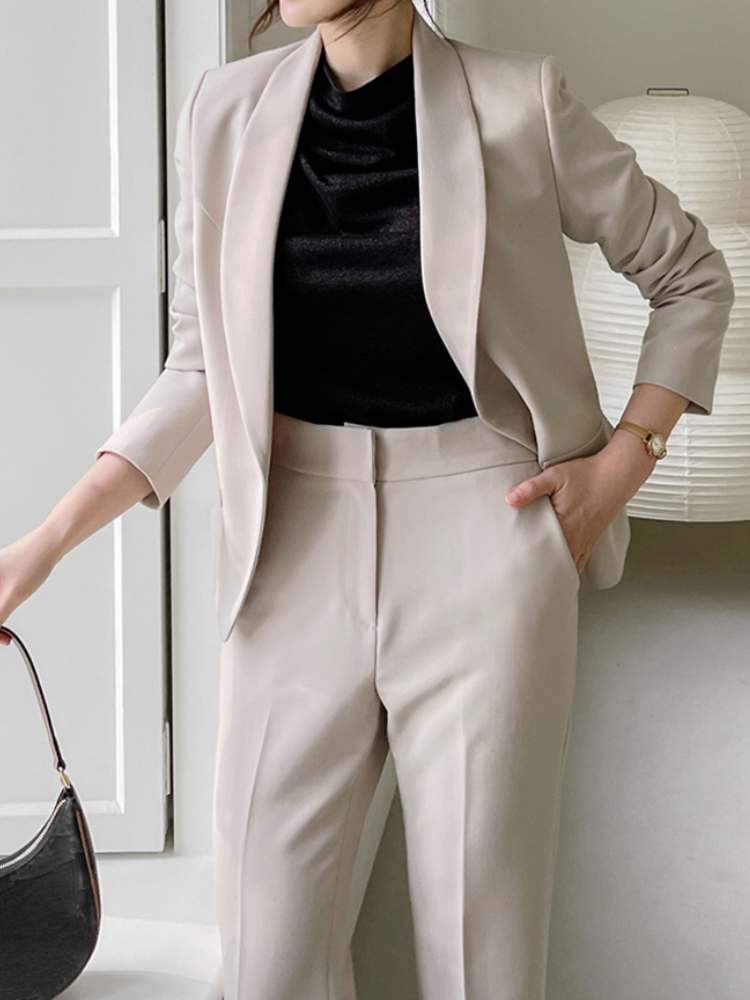 Women's Suits Blazers Women Business Trousers Suit Office Slim Elegant Casual Blazer 2 Pieces Set Femme Fashion Korean Workwear Pantsuits Clothes