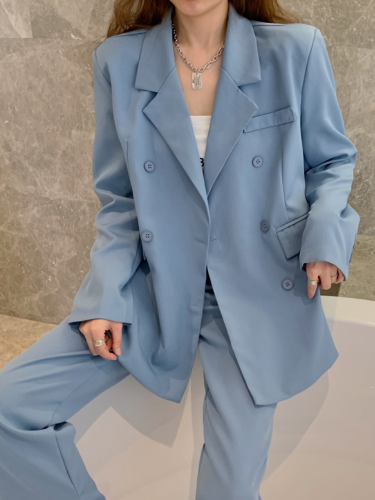Women's Suits Blazers Women Spring Blazer Trousers Pantsuit Long Sleeve Jackets Casual Loose Pants Two Pieces Set Femme Fashion Korean Business C