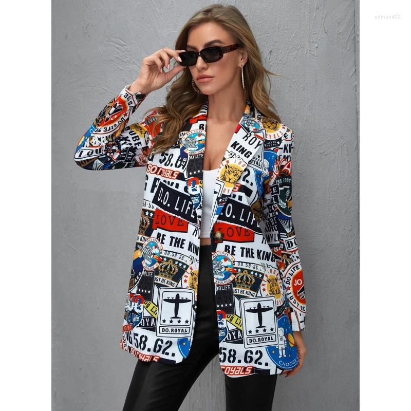 Women' Suits European And American Non-positioning Printing Ladies Casual Small Suit Jacket Trendy Women' Clothing, Beige 
Women' Suits European And American Non-positioning Printing Ladies Casual Small Suit Jacket Trendy Women' Clothing, Beige