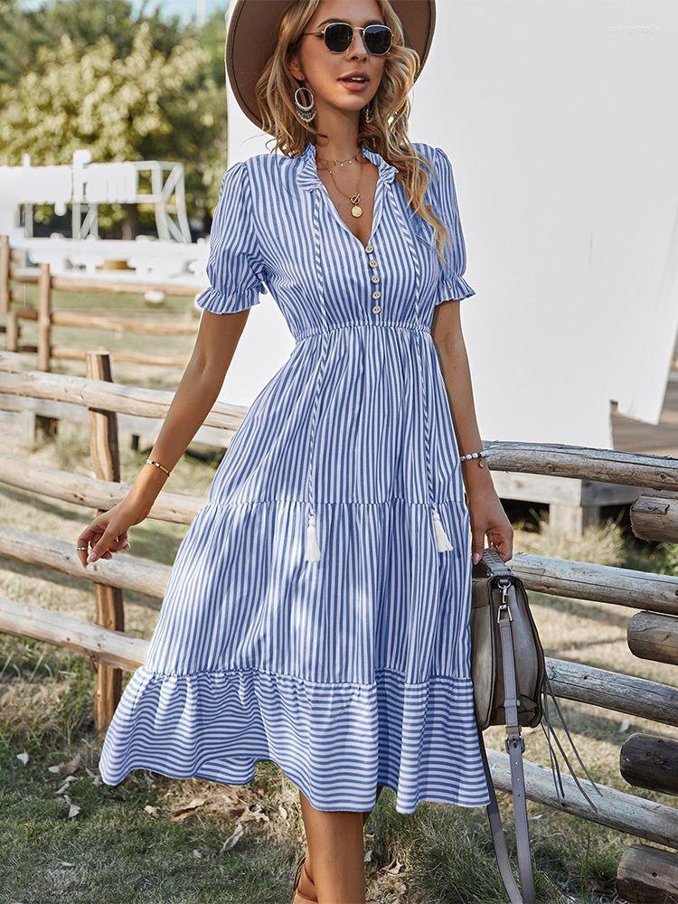 Party Dresses Ladies Vintage Striped Print Summer Dress Women Tassel Casual Holiday Shirt Sundress Outfits Female Robe VestidosParty, Blue
Party Dresses Ladies Vintage Striped Print Summer Dress Women Tassel Casual Holiday Shirt Sundress Outfits Female Robe VestidosParty, Blue