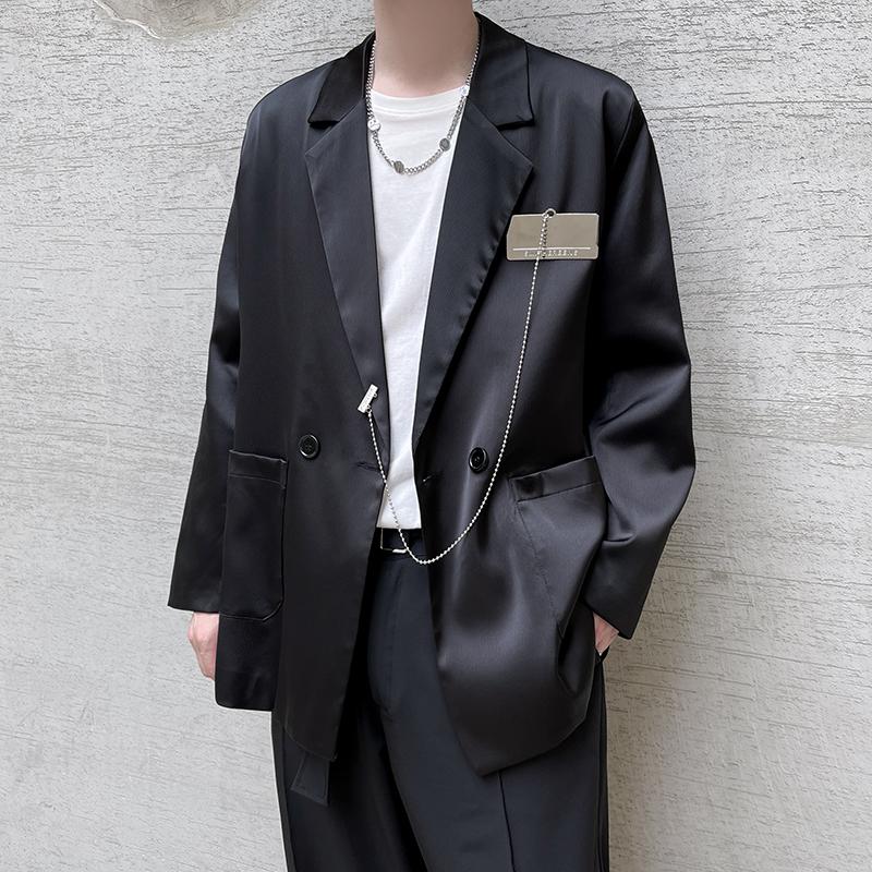 Men's Suits Autumn 2022 Korean Streetwear Oversized Loose Elegant Fashion Mens Clothing For Young Designer Silk Smooth Blazers, Black only blazer
Men's Suits Autumn 2022 Korean Streetwear Oversized Loose Elegant Fashion Mens Clothing For Young Designer Silk Smooth Blazers, Black only blazer