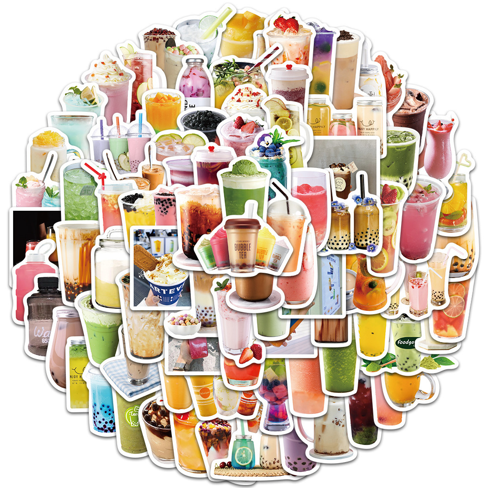 

90PCS Graffiti Skateboard Stickers Bubble Milk Tea For Car Laptop IPad Bicycle Motorcycle Helmet Guitar PS4 Phone Fridge DIY Decals PVC Water Bottle Sticker, Multi colors