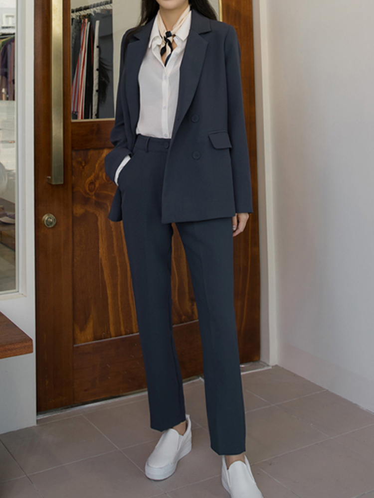 Women's Suits Blazers Spring Women's Business Trousers Two Pieces Set Office Ladies Elegant Blazer Pantsuit Female Fashion Korean Work Cloth