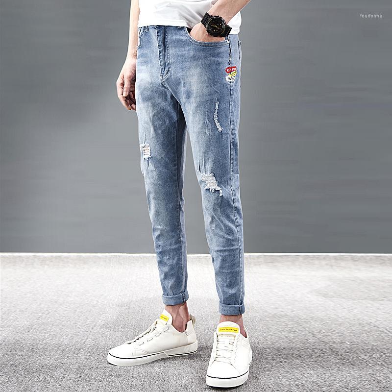 Men's Jeans Spring Summer Korean Cowboy Denim Man's Elastic Small Feet Ripped Holes Casual Ankle Length Pants Men's Hombre, Light blue 2338
Men's Jeans Spring Summer Korean Cowboy Denim Man's Elastic Small Feet Ripped Holes Casual Ankle Length Pants Men's Hombre, Light blue 2338