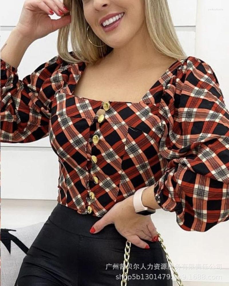 Women' Blouses Women' Top Plaid Square Neck Lantern Sleeve 2022 Summer Simple Match Female Tops Personal Button Design Shirt
Women' Blouses Women' Top Plaid Square Neck Lantern Sleeve 2022 Summer Simple Match Female Tops Personal Button Design Shirt