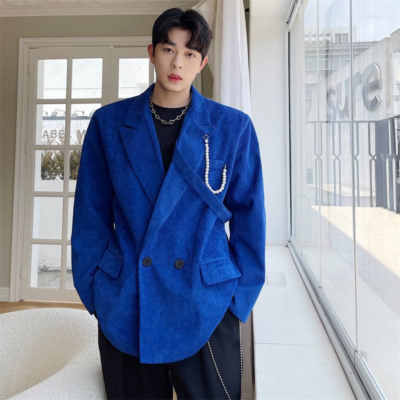 Men's Suits Korean Menswear Blue Beaded Corduroy Blazers Loose Notched Double Breasted Thick Suit Jacket Male Tide Spring 2022
Men's Suits Korean Menswear Blue Beaded Corduroy Blazers Loose Notched Double Breasted Thick Suit Jacket Male Tide Spring 2022