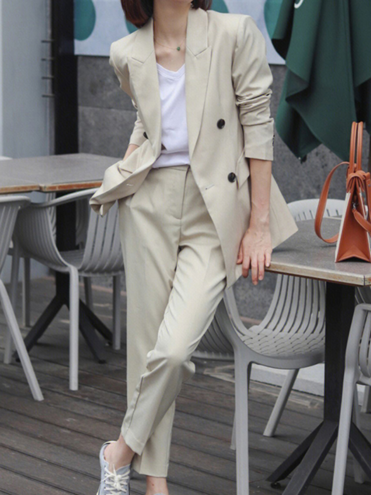 Women's Suits Blazers Autumn Office Blazer Pantsuit 2 Pieces Set Women Elegant Professional Jacket Coat Pencil Trousers Suit Female Fashion Cloth