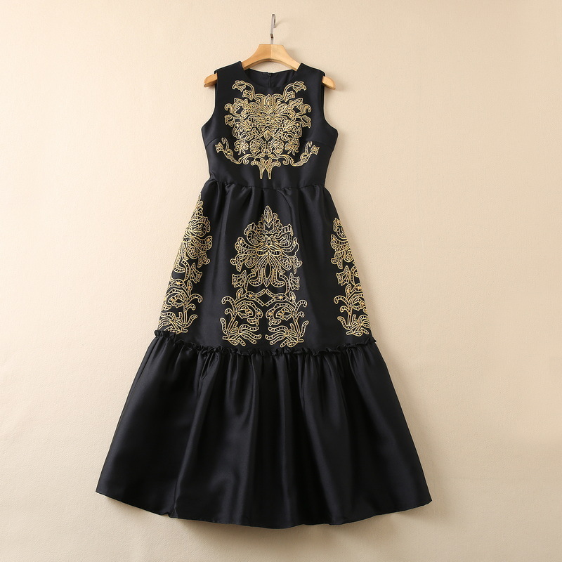 2022 Autumn Round Neck Floral Embroidery Dress Black / Hot Pink Solid Color Sleeveless Panelled Mid-Calf Midi Casual Dresses S2O080114
2022 Autumn Round Neck Floral Embroidery Dress Black / Hot Pink Solid Color Sleeveless Panelled Mid-Calf Midi Casual Dresses S2O080114