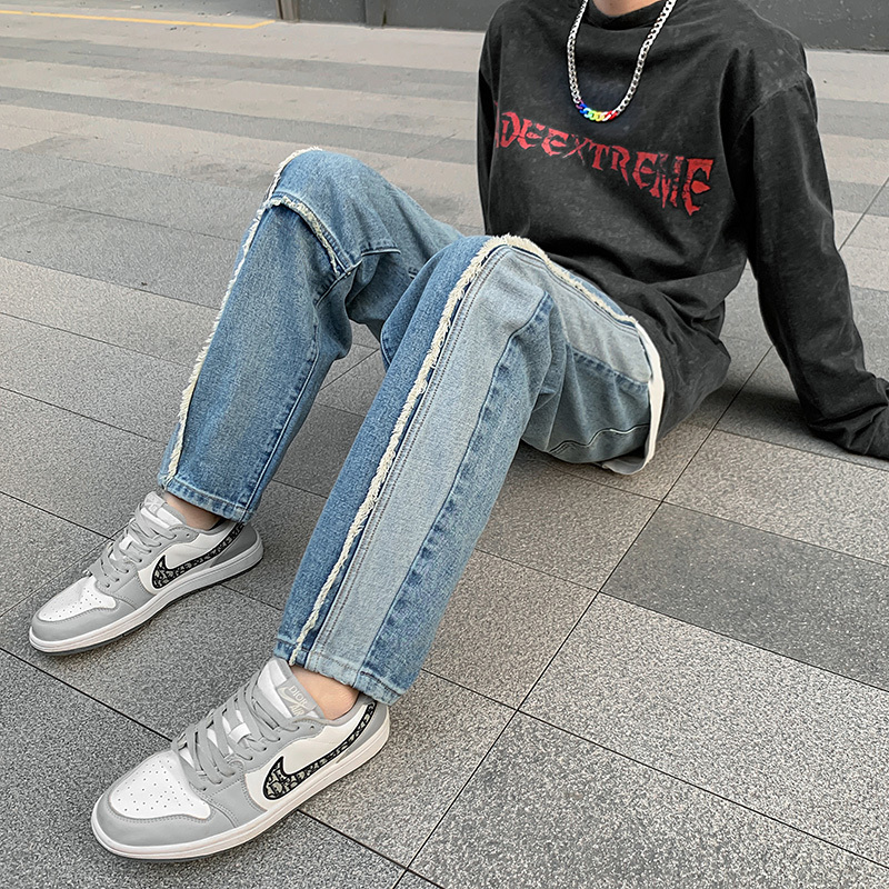 Men's Jeans Spring Summer Men Wide Leg Jeans Hip Hop Patchwork Casual Men's Baggy Denim Pants High Street Jean Pants Neutral Trousers 221008