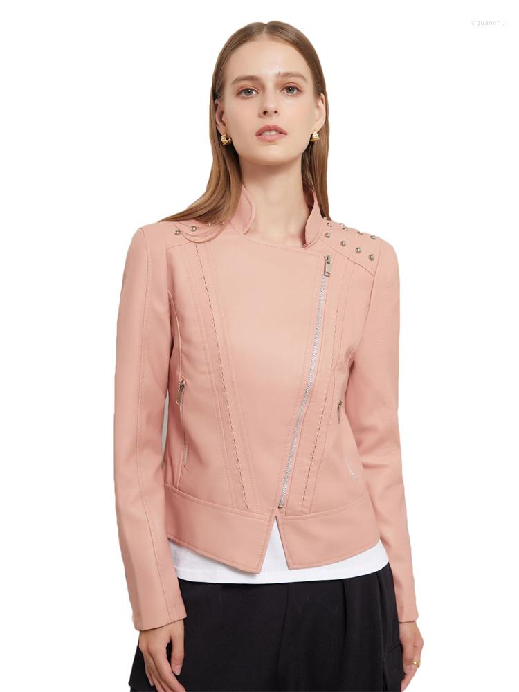 Women's Leather Jacket Women 2022 Spring Autumn Fashion Lapel Rivet Shoulder Pinks Moto Clothing Thin Long Sleeve PU Coat Female, Beige
Women's Leather Jacket Women 2022 Spring Autumn Fashion Lapel Rivet Shoulder Pinks Moto Clothing Thin Long Sleeve PU Coat Female, Beige