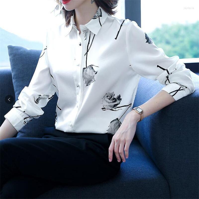 Women's Blouses Rose Printing White Shirts Offce Ladies Blusa Lmitation Silk Satin Tops Stylish Formal Business Professional Casual Blouse, Black short sleeve
Women's Blouses Rose Printing White Shirts Offce Ladies Blusa Lmitation Silk Satin Tops Stylish Formal Business Professional Casual Blouse, Black short sleeve