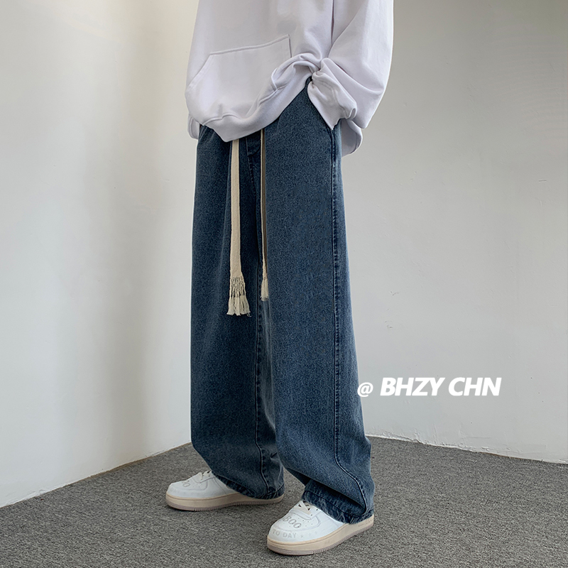 Men's Jeans Wide Leg Jean Pants Streetwear Baggy Jeans Spring Autumn Men Korean Fashion Loose Straight Male Vintage Clothing Black 221008