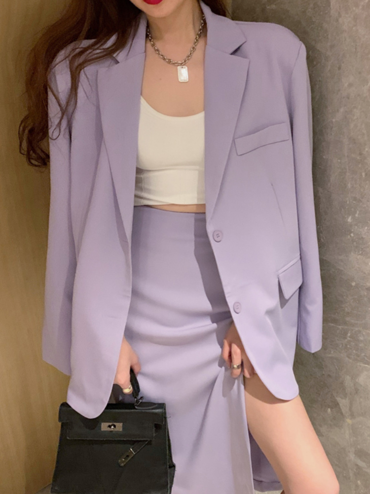 Two Piece Dress Women Casual Elegant Blazer Skirts Set Long Sleeve Jackets High Wasit Saya Two Pieces Suit Femme Fashion Business Formal Clothes 22100