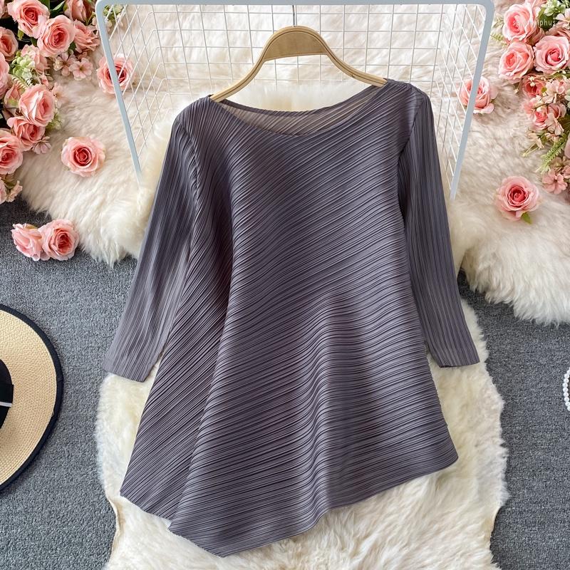Women's Blouses Asymmetric Irregular Chiffon Shirt Korean Style Women Ladies Loose Round Neck Pleated Long Sleeve Blouse Solid Color Blusas, Sky blue
Women's Blouses Asymmetric Irregular Chiffon Shirt Korean Style Women Ladies Loose Round Neck Pleated Long Sleeve Blouse Solid Color Blusas, Sky blue