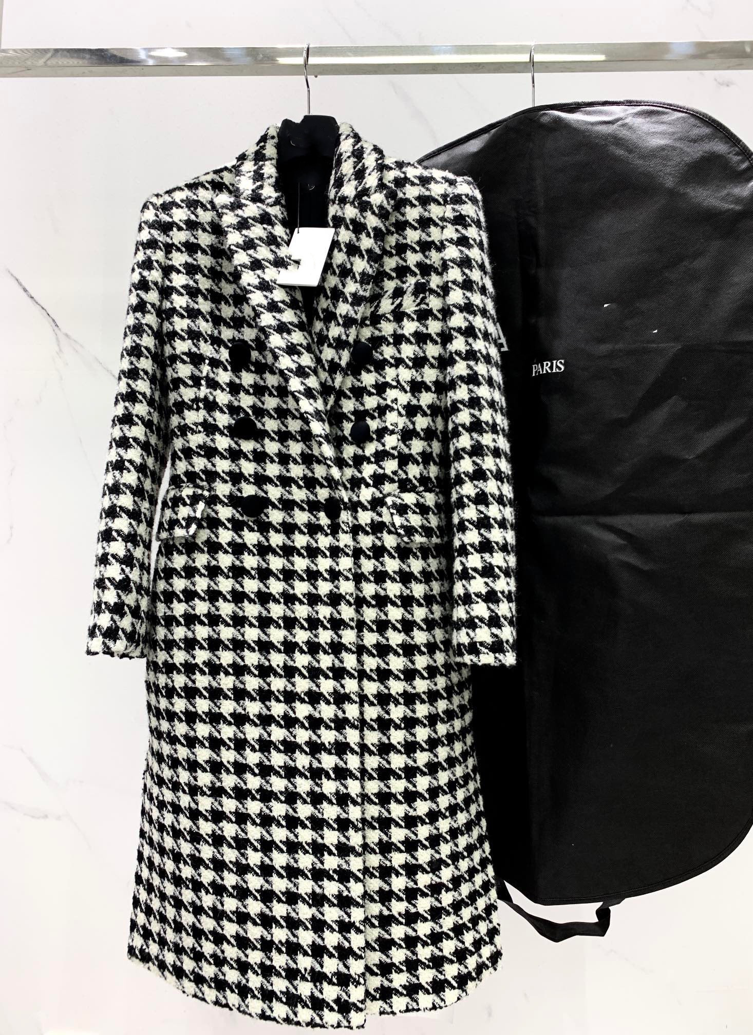 Women's Trench Coats Autumn and winter new customized thousand bird check wool coarse pattern fabric black and white tweed coat, Multi
Women's Trench Coats Autumn and winter new customized thousand bird check wool coarse pattern fabric black and white tweed coat, Multi
