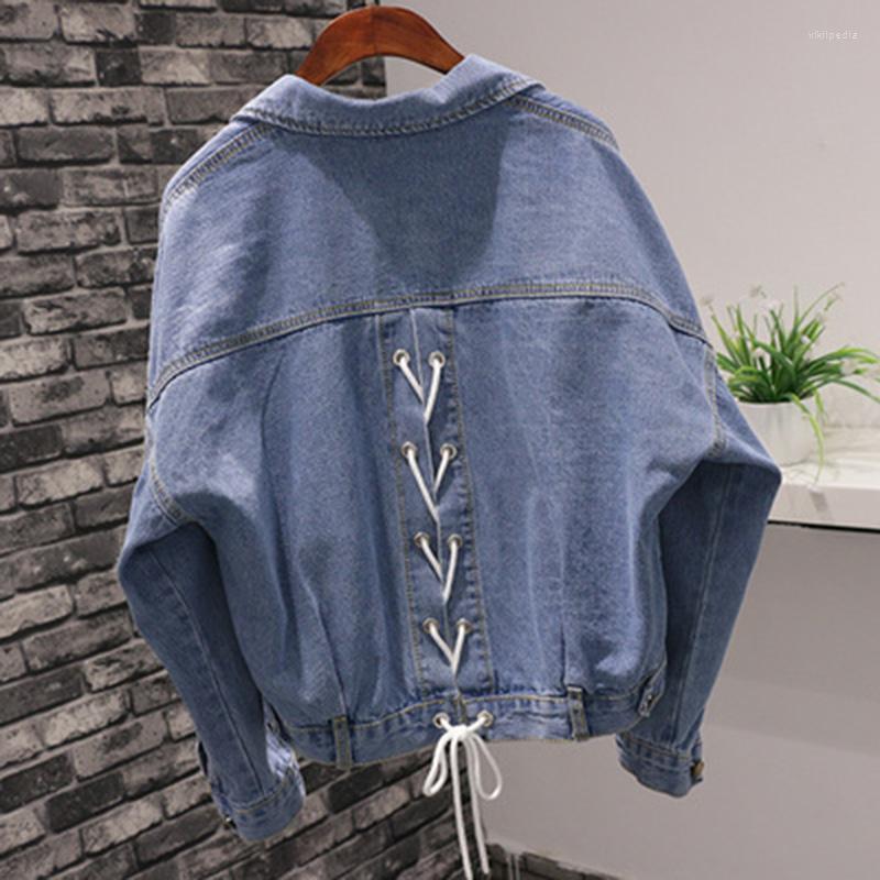 Women' Jackets Spring Blue Lace Up Lattice Eyelets Back Classic Basic Denim Jacket Style Single Breasted Casual Solid Women Loose Jean Coat
Women' Jackets Spring Blue Lace Up Lattice Eyelets Back Classic Basic Denim Jacket Style Single Breasted Casual Solid Women Loose Jean Coat