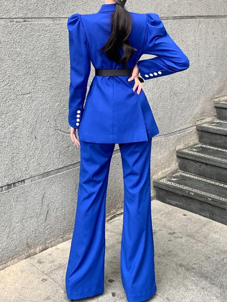 Women's Suits Blazers Loose Women Business Trousers Set Elegant Casual Blazer Jackets Flare Pantsuits Autumn Ladies Workwear Clothes Two Pieces 2