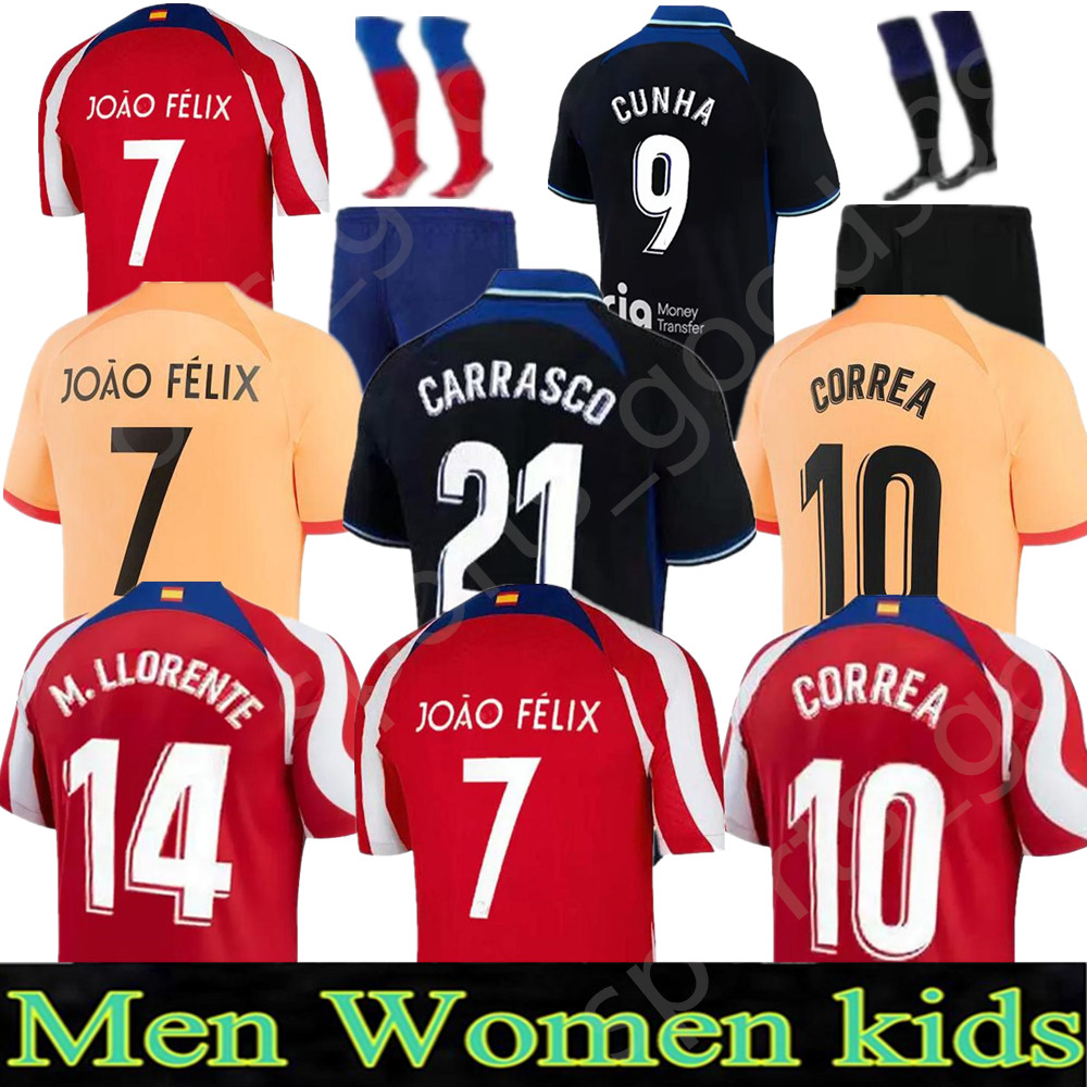 soccer jerseys 22 23 JOAO FELIX home 2022 2023 M. LLORENTE Correa camiseta football shirts uniforms away kids kit GRIEZMANN R. DE PAUL Cunha CARRASCO Atletico MadridS, 22/23 away
soccer jerseys 22 23 JOAO FELIX home 2022 2023 M. LLORENTE Correa camiseta football shirts uniforms away kids kit GRIEZMANN R. DE PAUL Cunha CARRASCO Atletico MadridS, 22/23 away