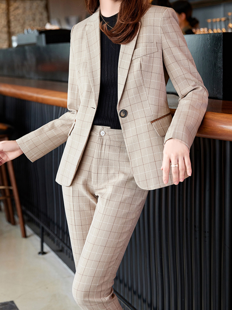 Women's Suits Blazers Women Elegant Slim Business Trousers Suit Office Ladies Vintage Formal Casual Blazer Pantsuits Femme Fashion Clothes Two Pi