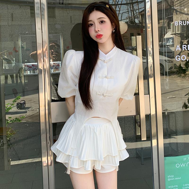 Women' Tracksuits Fashion Two-piece Suit Women 2022 Summer Korean Version Of The Puff Sleeve Shirt Double-layer Pleated Cake Pants 2-piece, 2-piece set
Women' Tracksuits Fashion Two-piece Suit Women 2022 Summer Korean Version Of The Puff Sleeve Shirt Double-layer Pleated Cake Pants 2-piece, 2-piece set