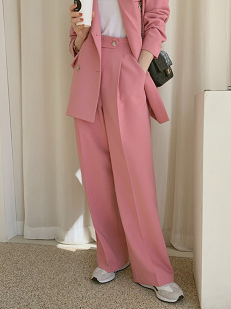 Women's Suits Blazers Spring Casual Elegant Women Blazer Pantsuit Long Sleeve JacketHigh Waist Pants 2 Piece Set Female Fashion Korean Trousers S