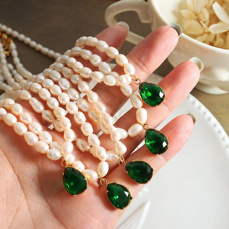 Choker Luxury Natural Freshwater Pearl Necklace For Women Green Zircon Crystal Water Drop Charm Small Rice Baroque Collier
Choker Luxury Natural Freshwater Pearl Necklace For Women Green Zircon Crystal Water Drop Charm Small Rice Baroque Collier