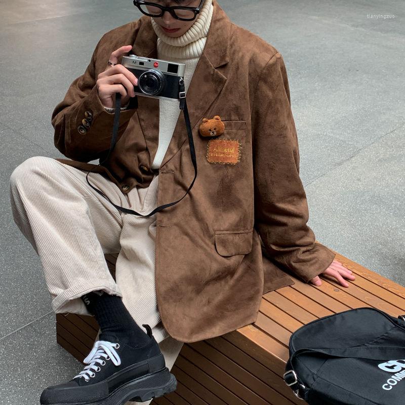 Men' Suits 2022 Winter Men' Suede Fabric Suit Formal Jacket Bear Decorate Outerwear Casual Blazers Single Western Clothes Loose Coats, Blue
Men' Suits 2022 Winter Men' Suede Fabric Suit Formal Jacket Bear Decorate Outerwear Casual Blazers Single Western Clothes Loose Coats, Blue