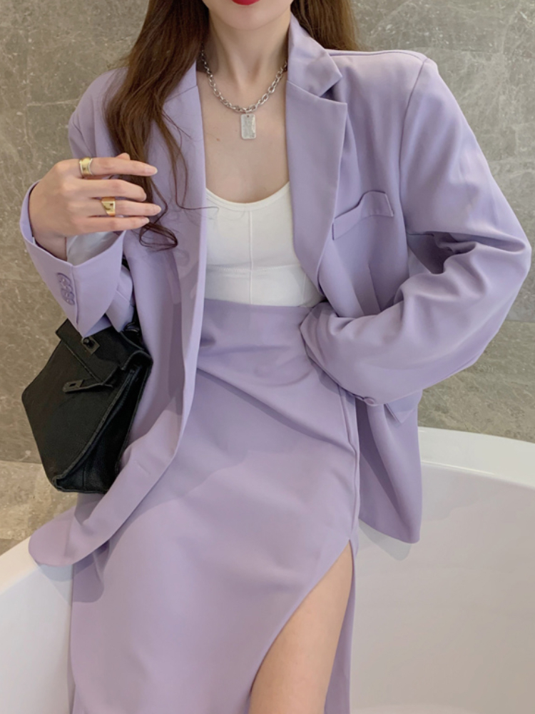 Two Piece Dress Women Casual Elegant Blazer Skirts Set Long Sleeve Jackets High Wasit Saya Two Pieces Suit Femme Fashion Business Formal Clothes 22100