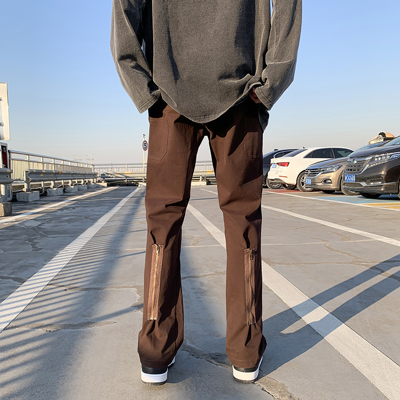 Men's Jeans Streetwear Jeans Spring Men Women Korean Fashion Loose Straight Pants Male Zipper Decor Clothing BlackWhiteCoffee 221008