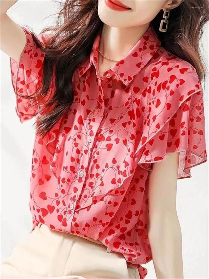 Women's Blouses Woman Summer Style Tops Lady Casual Short Flare Sleeve Turn-down Collar Flower Printed Chiffon Blusas SP1653, Red
Women's Blouses Woman Summer Style Tops Lady Casual Short Flare Sleeve Turn-down Collar Flower Printed Chiffon Blusas SP1653, Red