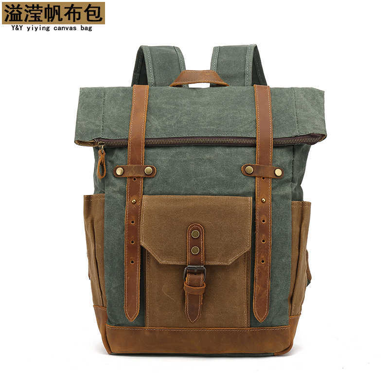 Backpack Double Shoulder Travel Bag with Crazy Horse Leather Backpack Men's Oil Wax Canvas Computer Travel Bag Water Repellent 220920, Black
Backpack Double Shoulder Travel Bag with Crazy Horse Leather Backpack Men's Oil Wax Canvas Computer Travel Bag Water Repellent 220920, Black