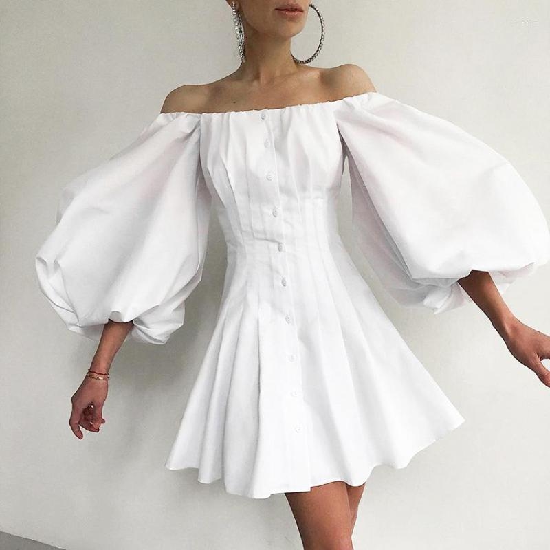 Casual Dresses Elegant High Waist Fit And Flare Women Dress 2022 White Off Shoulder Mini Black Latern Sleeve Button Down
Casual Dresses Elegant High Waist Fit And Flare Women Dress 2022 White Off Shoulder Mini Black Latern Sleeve Button Down