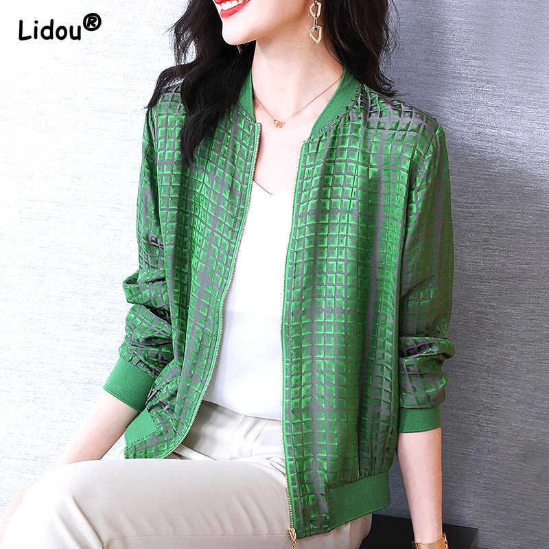 Women's Jackets Fashion Plaid Silk Baseball Short Jacket Green Glossy Finish Streetwear Women's Clothing O-Neck Loose Spring Summer Zipper Trend T221008
Women's Jackets Fashion Plaid Silk Baseball Short Jacket Green Glossy Finish Streetwear Women's Clothing O-Neck Loose Spring Summer Zipper Trend T221008
