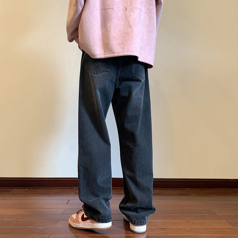 Men's Jeans Autumn Fashion Men's Baggy Jeans Unisex Ripped Straight Denim Wideleg Pants Hip Hop Streetwear Trousers BlackBrown 221008