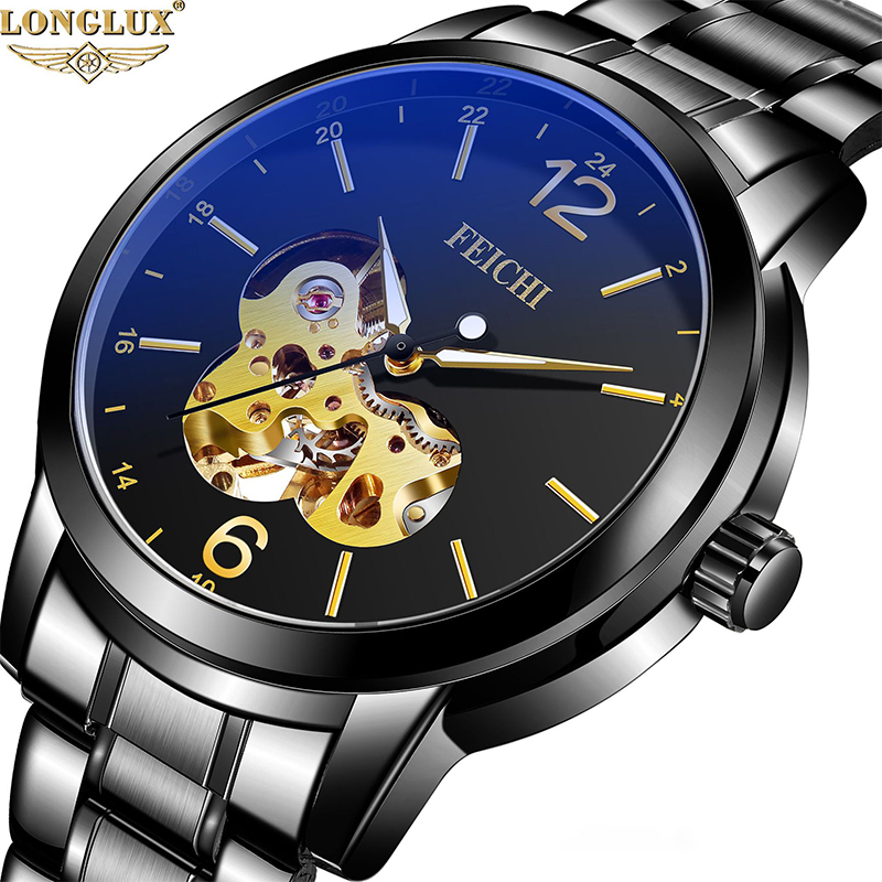 Fechi Steel Band Men's Fashion Casual Mechanical Bottom Penetrating Spiral Crown Hollow out Watch, Full gold white faced steel strip
Fechi Steel Band Men's Fashion Casual Mechanical Bottom Penetrating Spiral Crown Hollow out Watch, Full gold white faced steel strip
