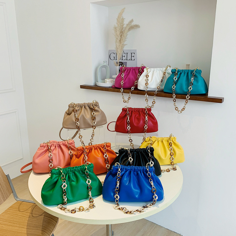 Chain decorative bag female fashion fold cloud Modelling handbag one shoulder take diagonal cross bag, Rose pink
Chain decorative bag female fashion fold cloud Modelling handbag one shoulder take diagonal cross bag, Rose pink