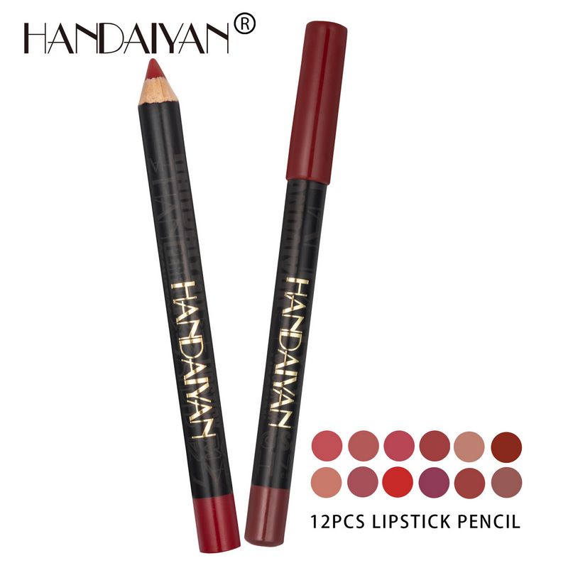 Pcs/Lot Pencil Lipstick Long-Lasting Waterproof 2 12 Colors Saturated Matte Lip Er