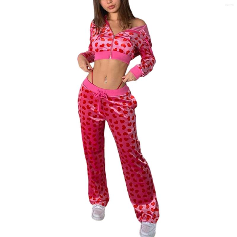 Women' Jackets Hirigin Fashion Female Short Coat Plush Set Heart Print Long Sleeve Tops With Zipper And Pockets Pant Sets For Spring Fall
Women' Jackets Hirigin Fashion Female Short Coat Plush Set Heart Print Long Sleeve Tops With Zipper And Pockets Pant Sets For Spring Fall