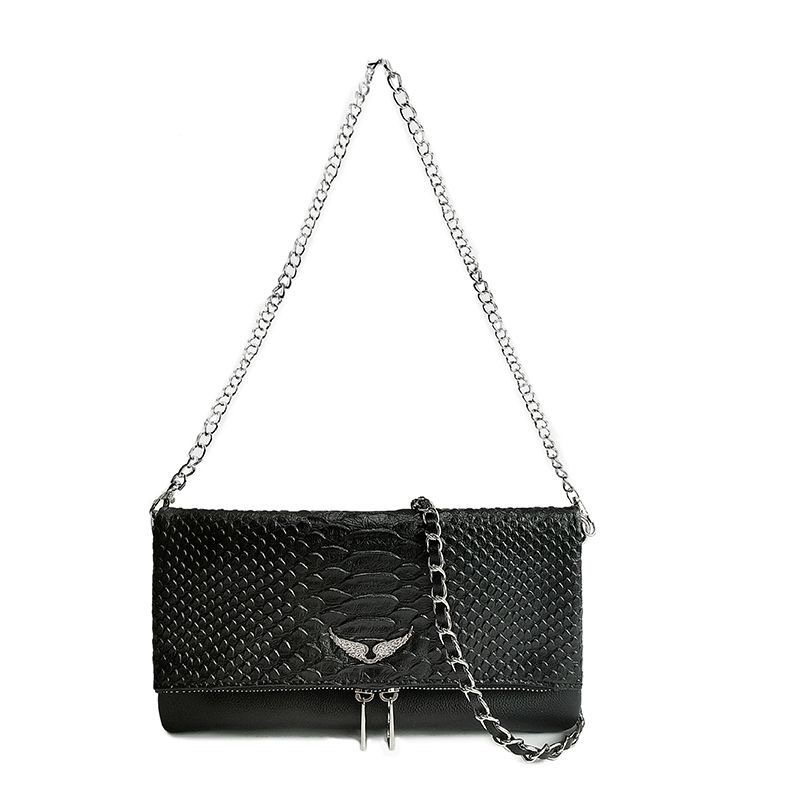 Luxury Designer Womens Bag Handbags ZV Wings Snake Pattern Sheepskin Leather Messenger Crossbody Two Chain Ladies Clutch Hasp Bags, Black
Luxury Designer Womens Bag Handbags ZV Wings Snake Pattern Sheepskin Leather Messenger Crossbody Two Chain Ladies Clutch Hasp Bags, Black
