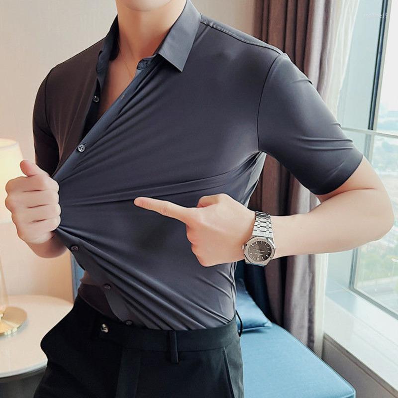 Men's Casual Shirts 2022 Men's Shirt High Elasticity Seamless Short Sleeve Slim Solid Color Business Formal Dress Social Blouse, Black
Men's Casual Shirts 2022 Men's Shirt High Elasticity Seamless Short Sleeve Slim Solid Color Business Formal Dress Social Blouse, Black