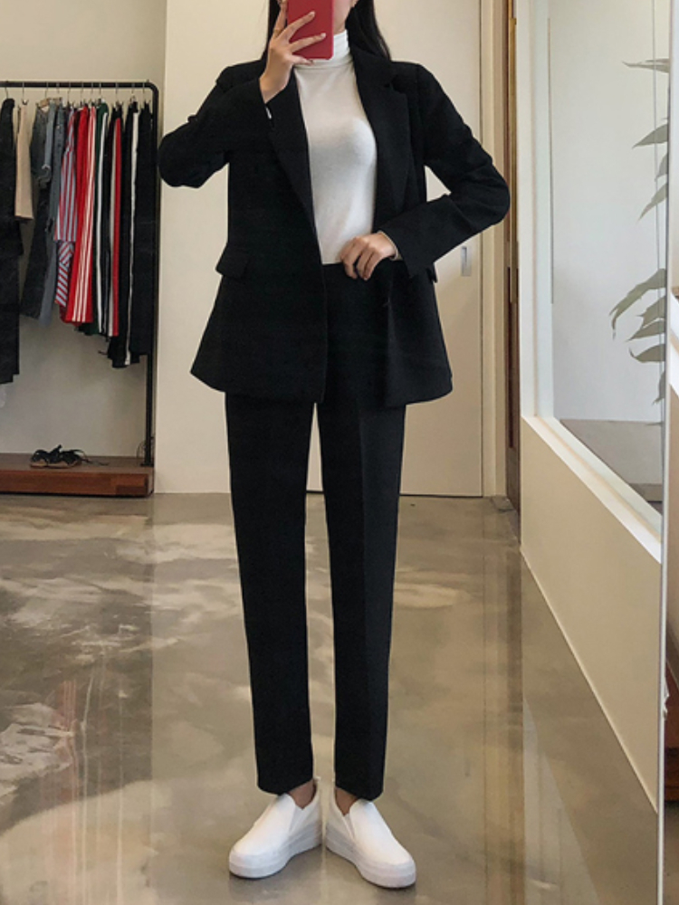 Women's Suits Blazers Spring Women's Business Trousers Two Pieces Set Office Ladies Elegant Blazer Pantsuit Female Fashion Korean Work Cloth