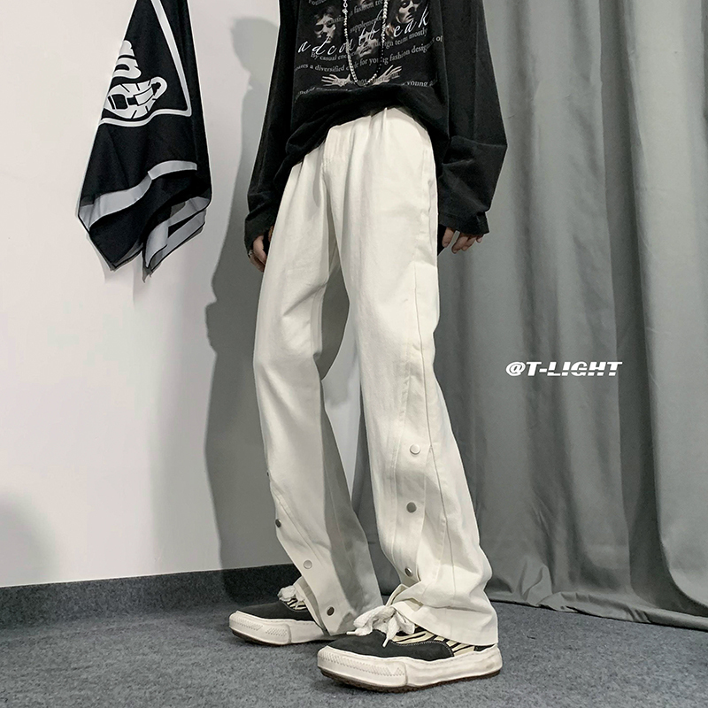 Men's Jeans Men's Baggy Jeans Casual Vintage Clothing Straight Leg Trousers Korean Fashion Man Streetwear Solid Oversize Bellbottoms Jeans 2