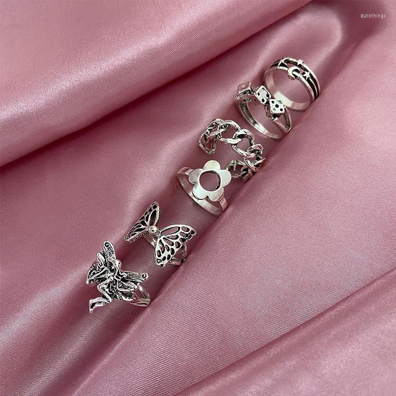 Cluster Rings Ring Set For Women Punk Goth Silver Color Poker Butterfly Angle Vintage Gothic Heart Y2k Korean Fashion Male Gift Jewelry
Cluster Rings Ring Set For Women Punk Goth Silver Color Poker Butterfly Angle Vintage Gothic Heart Y2k Korean Fashion Male Gift Jewelry