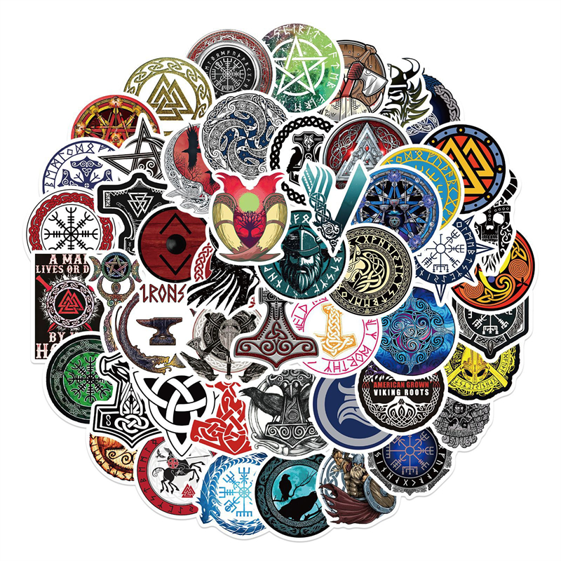 50Pcs Mysterious Viking Totem sticker Pirates Graffiti Stickers for DIY Luggage Laptop Skateboard Motorcycle Bicycle Stickers