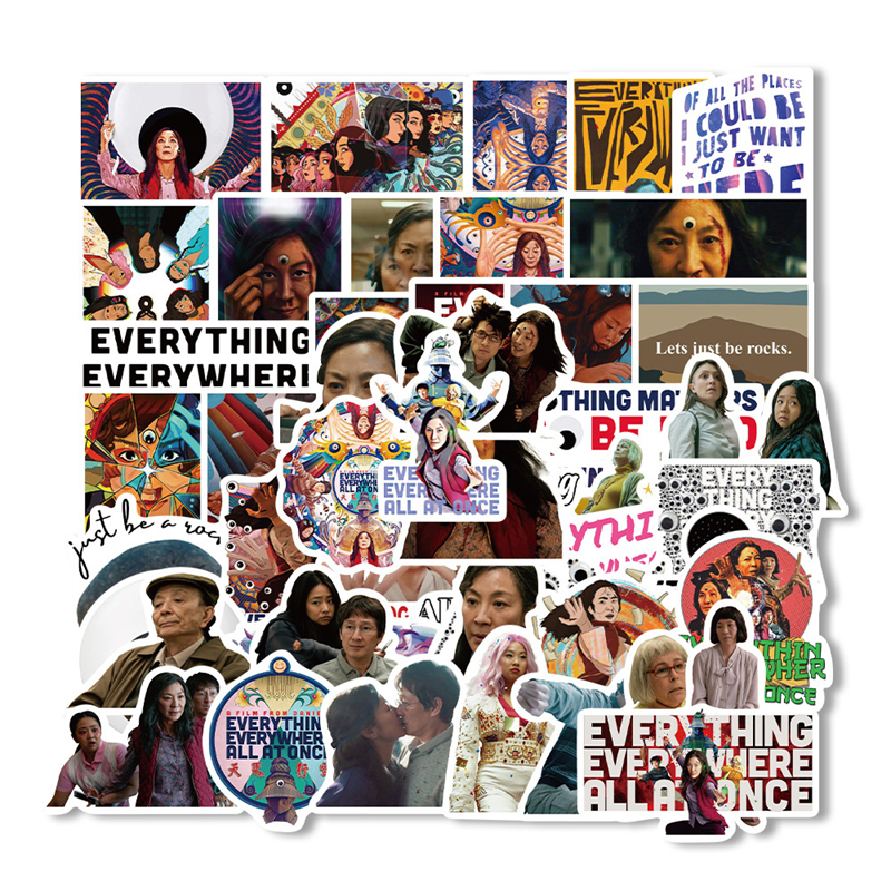 50Pcs Everything Everywhere All at Once sticker Comic fantasy film Graffiti Stickers for DIY Luggage Laptop Skateboard Motorcycle Bicycle Stickers, Multi colors
50Pcs Everything Everywhere All at Once sticker Comic fantasy film Graffiti Stickers for DIY Luggage Laptop Skateboard Motorcycle Bicycle Stickers, Multi colors