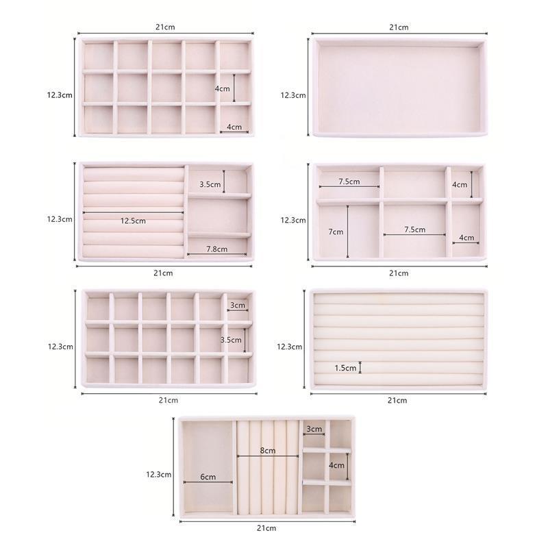 Storage Boxes Bins Velvet Jewelry Tray DIY Handicraft Accessoriess Torage Ring Earring Necklace Finished Product Display Box Grey Beige Organizer 2210